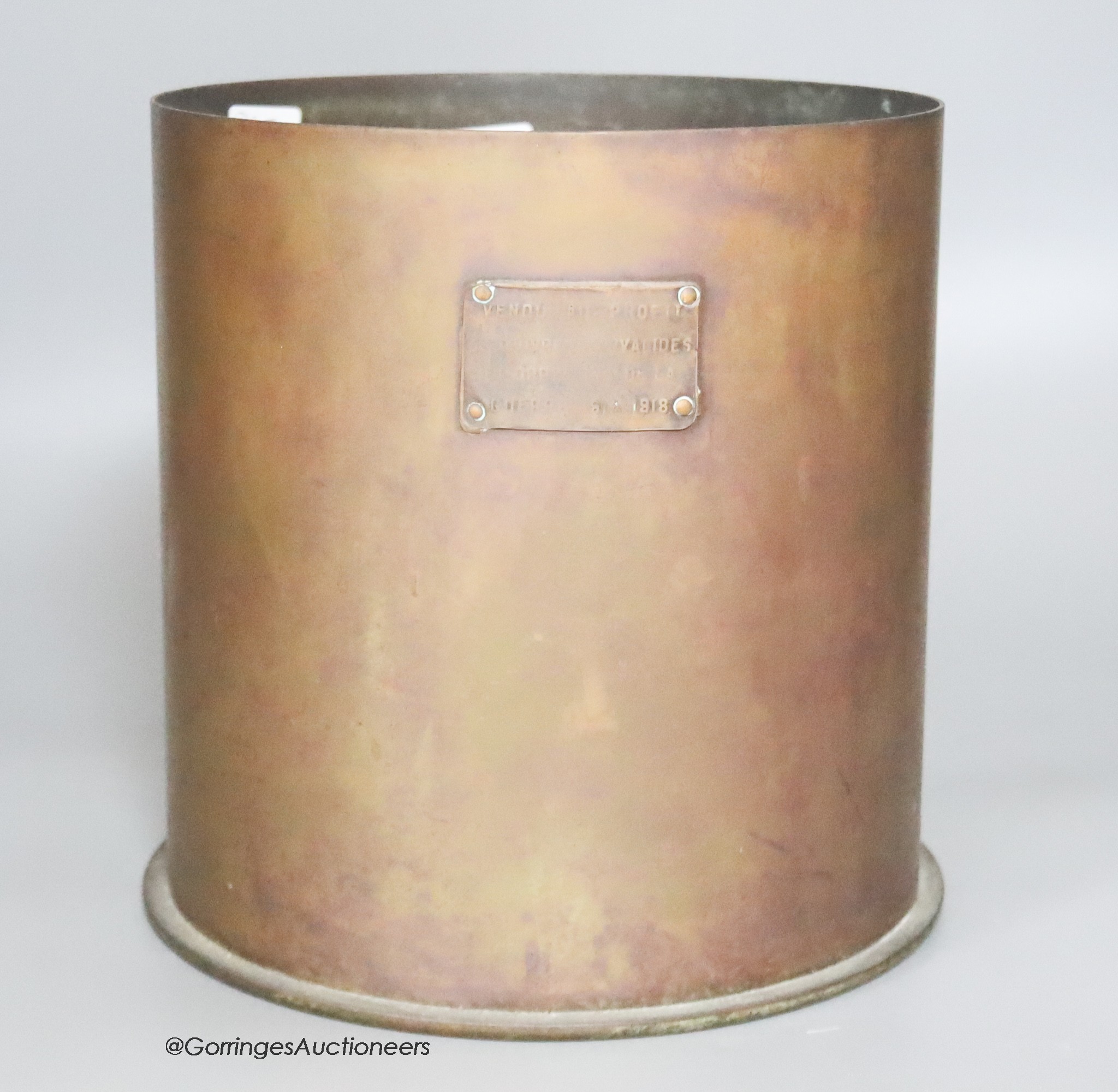 A French Trench art jardiniere, dated 1918, height 23cm